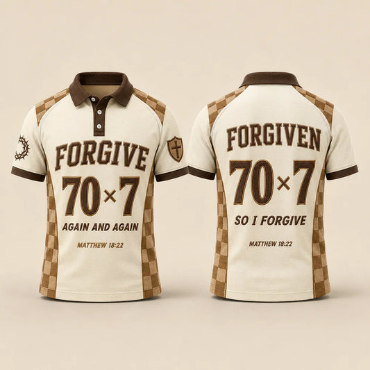 Forgive 70×7 – Matthew 18:22 Christian 3D Polo Shirt