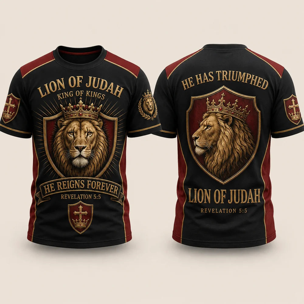 Lion of Judah – King of Kings Christian 3D T-Shirt