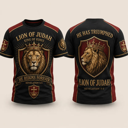 Lion of Judah – King of Kings Christian 3D T-Shirt