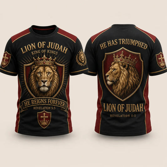 Lion of Judah – King of Kings Christian 3D T-Shirt