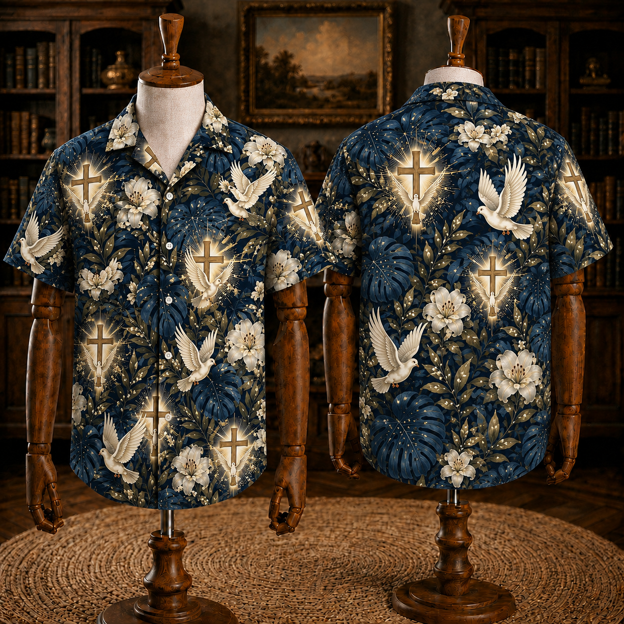 Jesus And Mary Christian Hawaiian Shirt, Religious Tropical Button Up Shirt