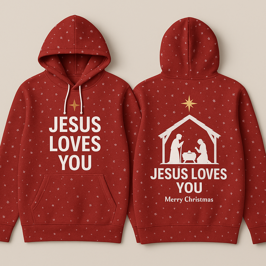 Jesus Loves You Hoodie - Christmas Red