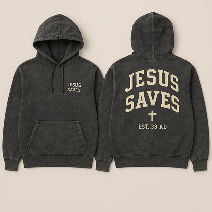 Jesus Saves Hoodie - Vintage Wash