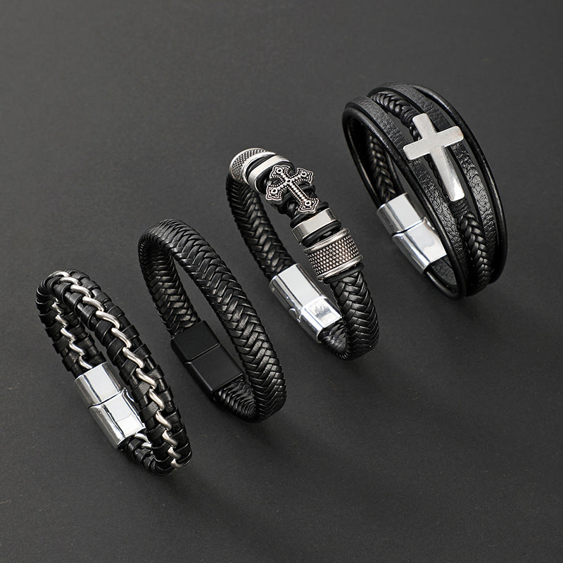 Leather Cross Bracelet for Men - J3_leather_0