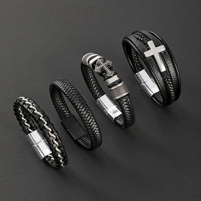 Leather Cross Bracelet for Men - J3_leather_0
