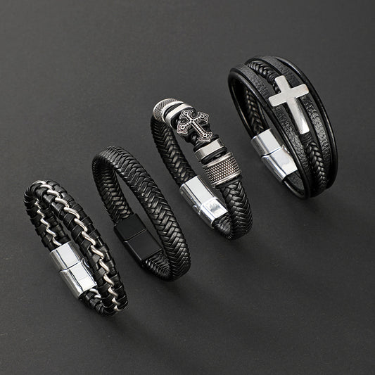 Leather Cross Bracelet for Men - J3_leather_0