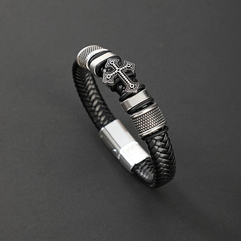 Leather Cross Bracelet for Men - J3_leather_1