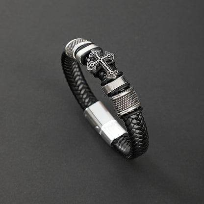 Leather Cross Bracelet for Men - J3_leather_1