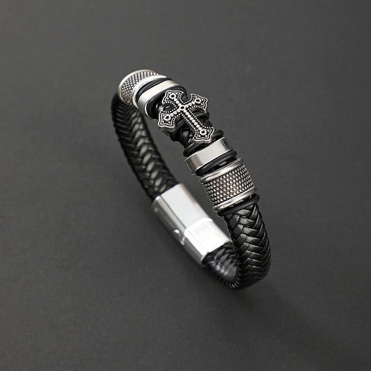 Leather Cross Bracelet for Men - J3_leather_1