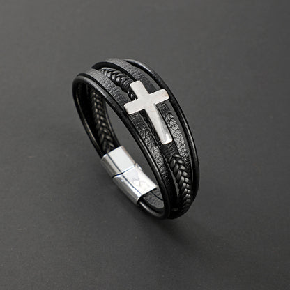 Leather Cross Bracelet for Men - J3_leather_2