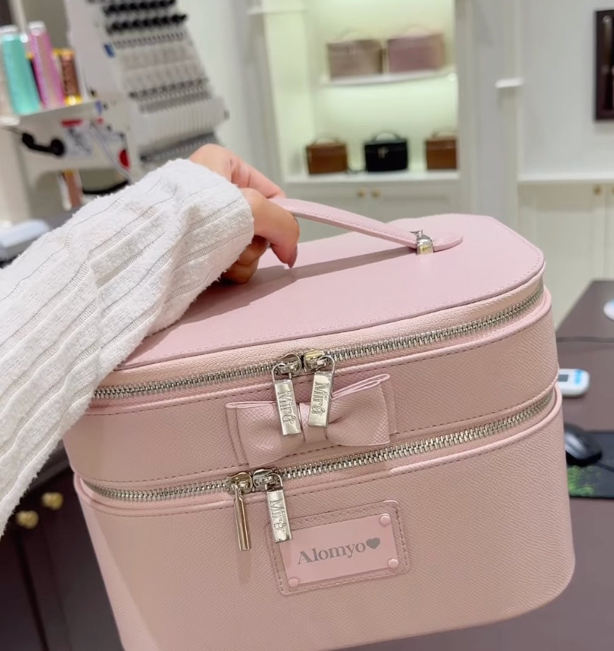 Personalized Leather Vanity Case | Custom Name Makeup Travel Box Large Size Carilie