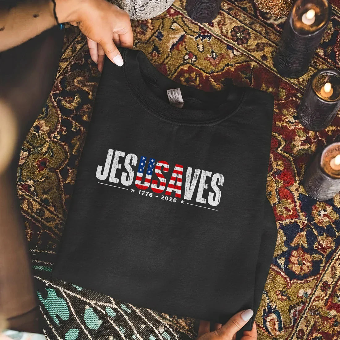 Jesus Saves USA Flag Christian Inspirational – Unisex Tshirt / Hoodie / Sweatshirt