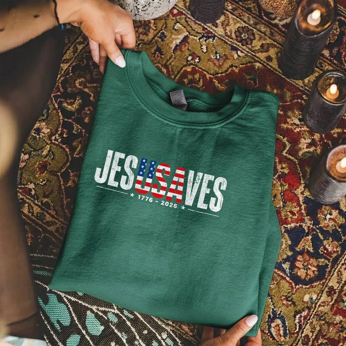 Jesus Saves USA Flag Christian Inspirational – Unisex Tshirt / Hoodie / Sweatshirt