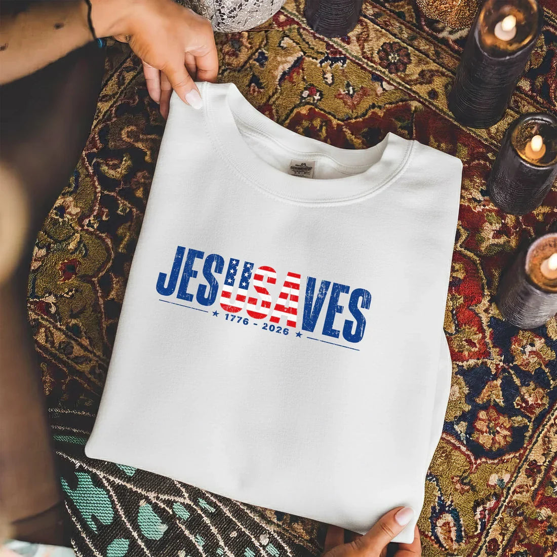 Jesus Saves USA Flag Christian Inspirational – Unisex Tshirt / Hoodie / Sweatshirt