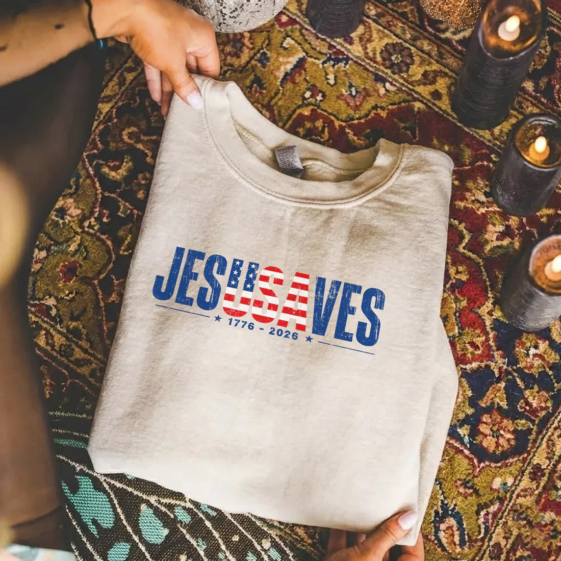 Jesus Saves USA Flag Christian Inspirational – Unisex Tshirt / Hoodie / Sweatshirt