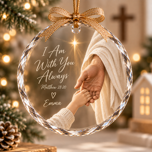 Personalized Christian Ornament, Matthew 28:20 Ornament, I Am With You Always, Jesus Christmas Gift, Custom Name Keepsake