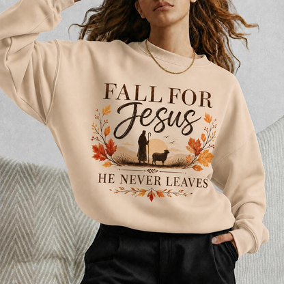 Fall For Jesus He Never Leaves Christian Autumn Faith Unisex Tshirt / Hoodie / Sweatshirt