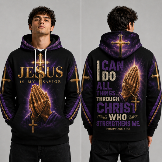 Jesus Is My Savior Philippians 4:13 Christian Hoodie
