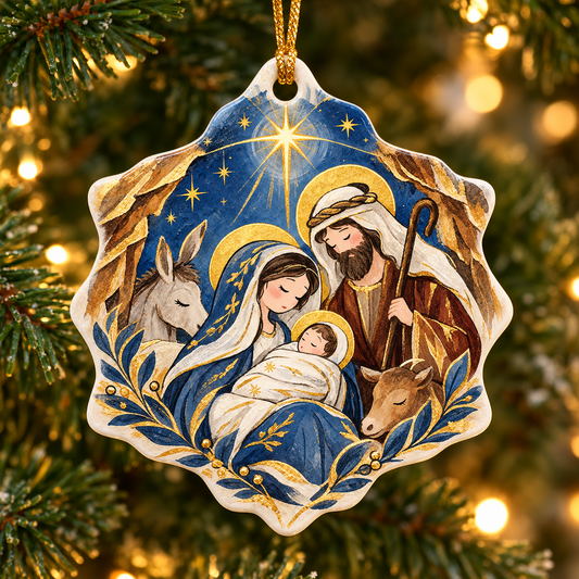 Nativity Scene Acrylic Ornament, Holy Family Christmas Ornament, Baby Jesus Christian Gift, Religious Christmas Keepsake