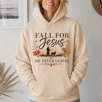 Fall For Jesus He Never Leaves Christian Autumn Faith Unisex Tshirt / Hoodie / Sweatshirt