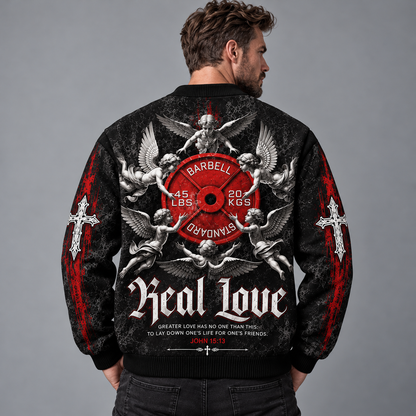 Christian Weightlifting Cardigan, Personalized Gym Sweater, Barbell Angel Religious Button Up Cardigan, Faith Fitness Gift for Men