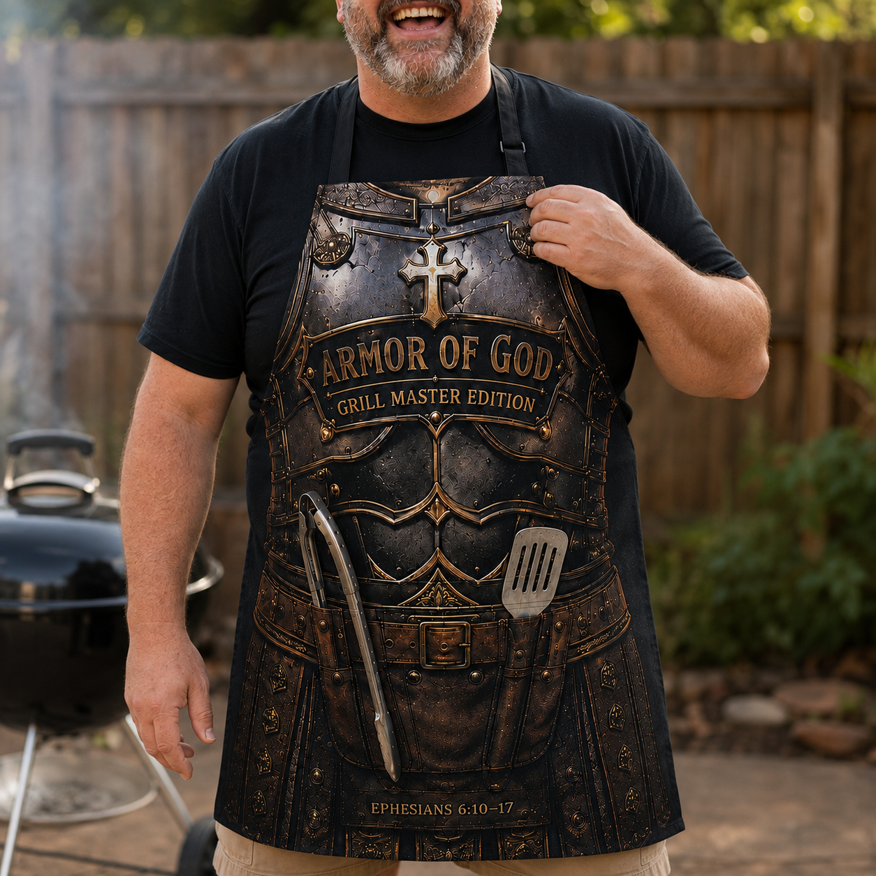 Armor of God Grill Master Apron – Funny Christian BBQ Gift for Dad