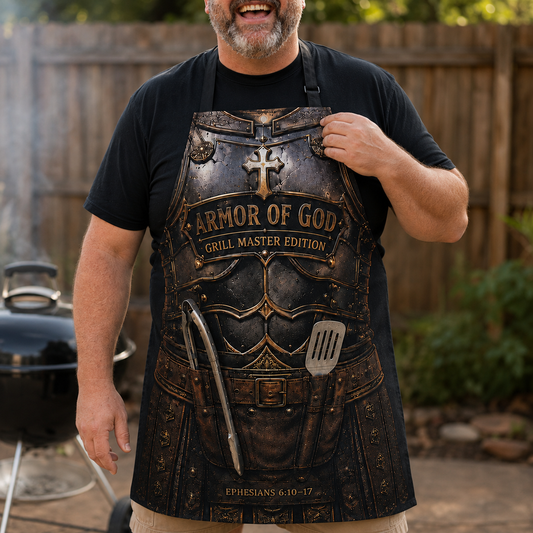 Armor of God Grill Master Apron – Funny Christian BBQ Gift for Dad