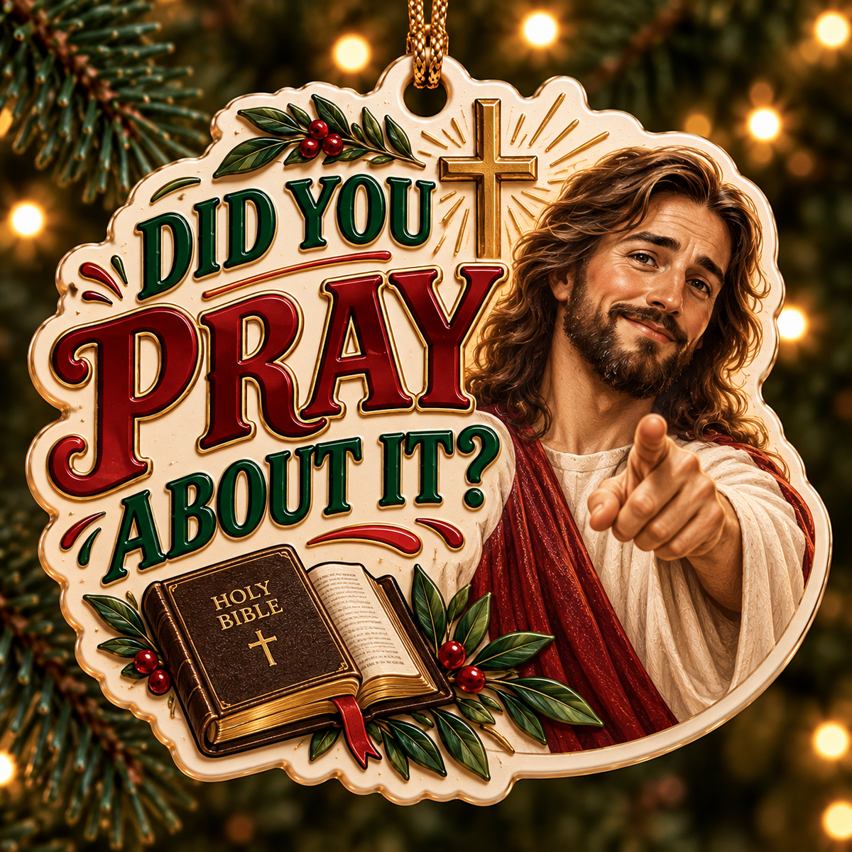Christian Jesus Christmas Ornament, Religious Christmas Decor, Christian Gift, Jesus Faith Ornament, Christmas Tree Decoration