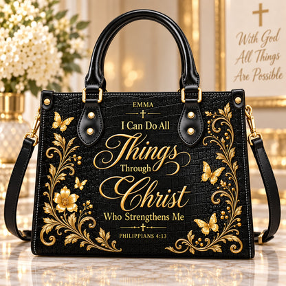 "I Can Do All Things" Inspirational Leather Bag & Wallet Set