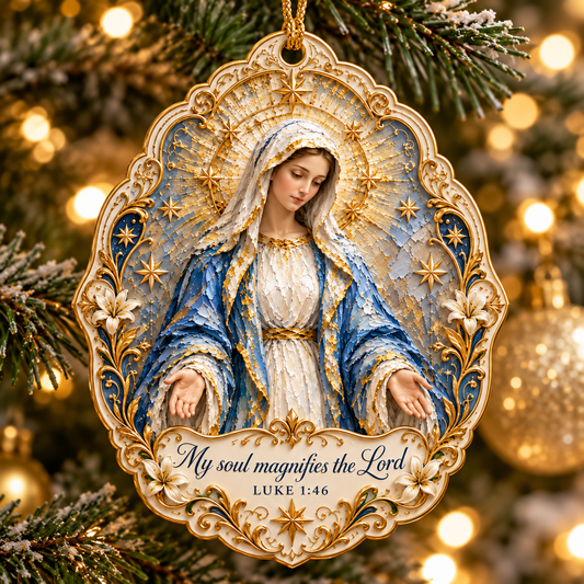 Christian Jesus Christmas Ornament Set, Holy Child Jesus, Virgin Mary Ornament, Bible Verse Faith Religious Christmas Gift
