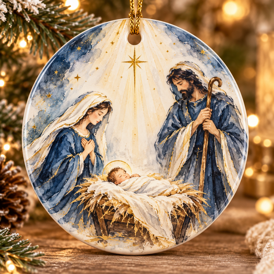 Nativity Christmas Ornament, Holy Family Christian Ornament, Baby Jesus Religious Gift, Faith Christmas Tree Decoration