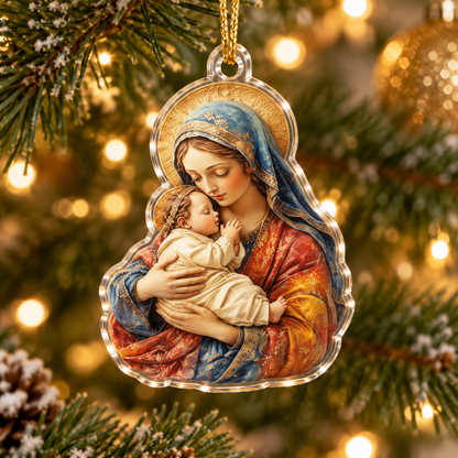 Christian Nativity Acrylic Ornament, Holy Family Baby Jesus Angel & Wise Men, Religious Christmas Gift for Family