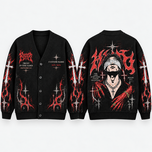 Jesus Christian Cardigan, Saints Gothic Cross Sweater, Philippians 4:13 Bible Verse, Black Button Up Cardigan, Faith Gift Men
