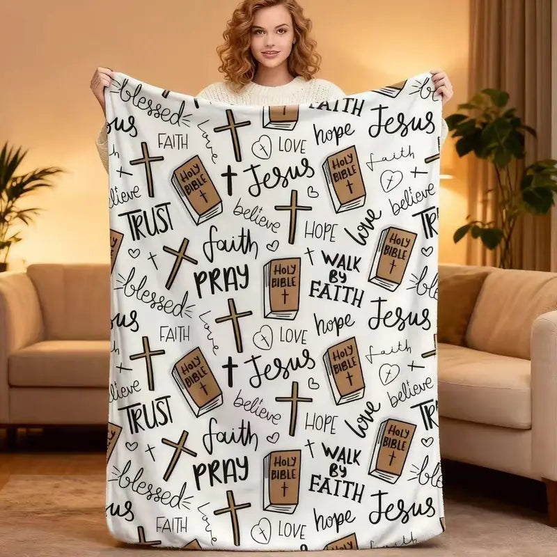 Premium Fleece Christian Bible Jesus Throw Blanket