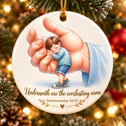 Bible Verse Christian Ceramic Ornament, Isaiah 41:10 & Deuteronomy 33:27 Faith Keepsake, Religious Christmas Gift