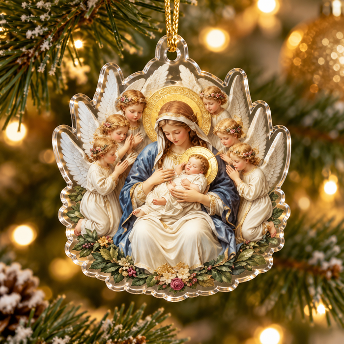 Christian Nativity Acrylic Ornament, Holy Family Baby Jesus Angel & Wise Men, Religious Christmas Gift for Family