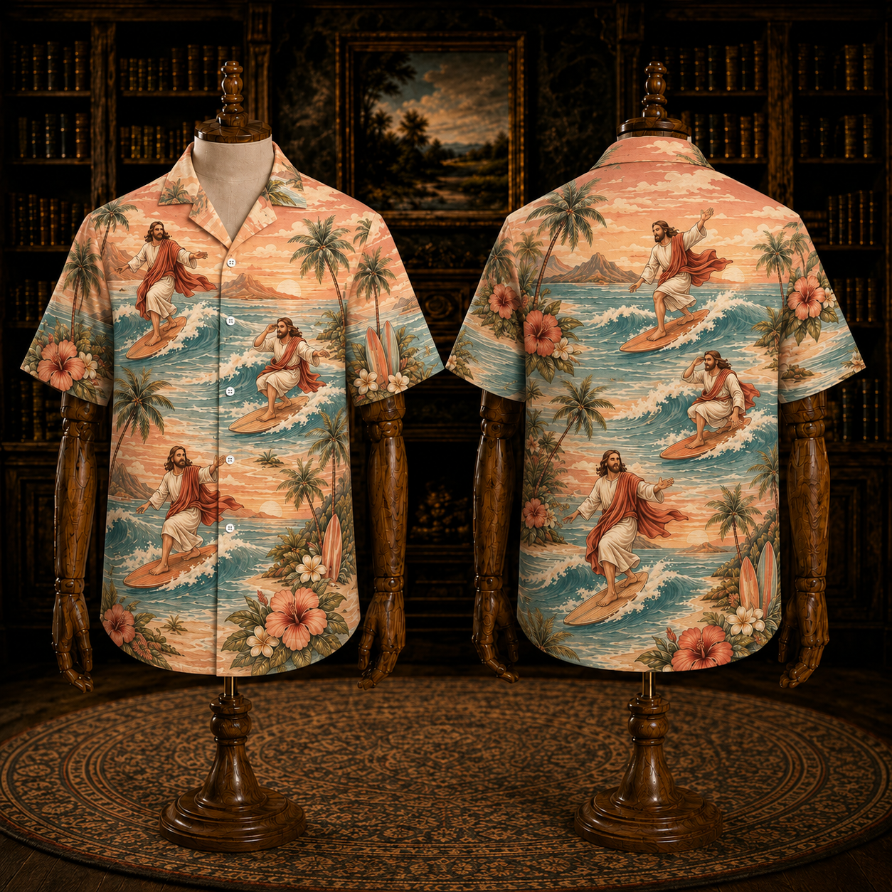 Sage Green Jesus On The Waves Hawaiian Shirt – Christian Tropical Aloha Shirt