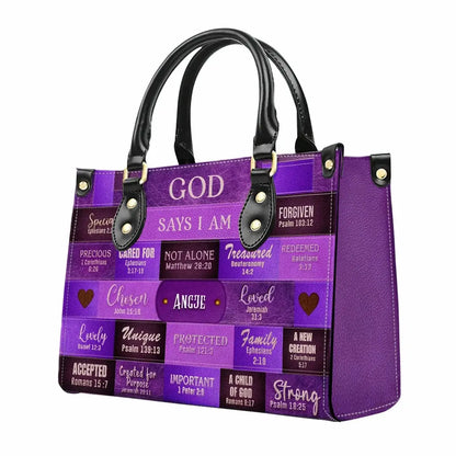God Says I Am Leather Handbag, Personalized Bags, Gifts for Women, Christmas Gift