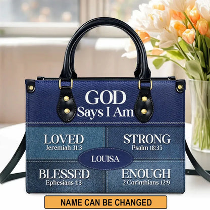 God Says I Am Blessed Ephesians 1:3 Leather Bags, Personalized Bags, Gifts for Women, Christmas Gift
