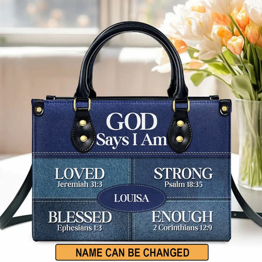 God Says I Am Blessed Ephesians 1:3 Leather Bags, Personalized Bags, Gifts for Women, Christmas Gift