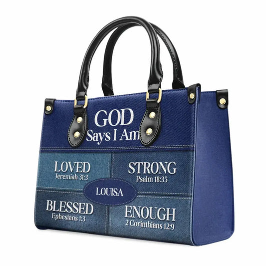 God Says I Am Blessed Ephesians 1:3 Leather Bags, Personalized Bags, Gifts for Women, Christmas Gift