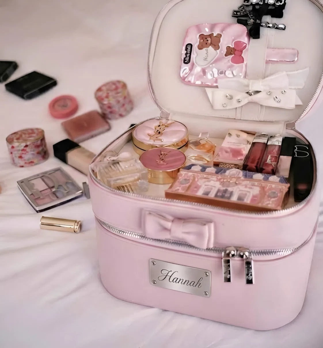 Personalized Leather Vanity Case | Custom Name Makeup Travel Box Large Size Carilie